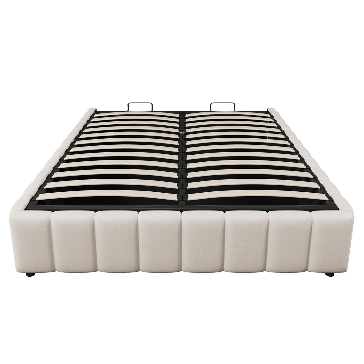 POLSTERBETT 140x200cm Beige hydraulische Lagerung ohne Kopfteil - Beige, Holz (140/200cm) - FLIEKS