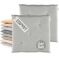 SITZKISSEN 2er Set Needlestripe grau - 40x40 cm - Grau, Textil (40/40/3cm) - Esprit