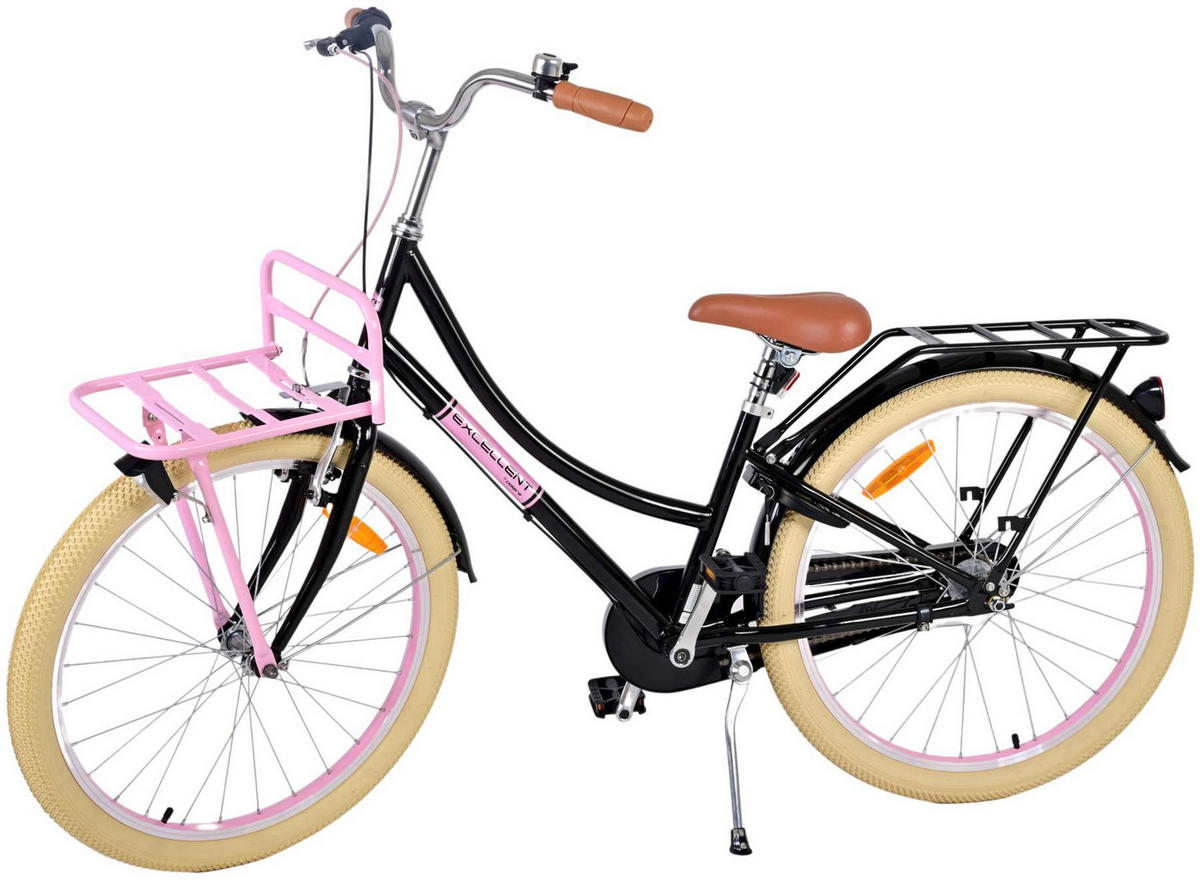 KINDERFAHRRAD Excellent - Mädchen - 24 Zoll - 3 Gänge - Rücktritt + Handbremse - Schwarz - Schwarz, Metall (65cm) - TPFSports