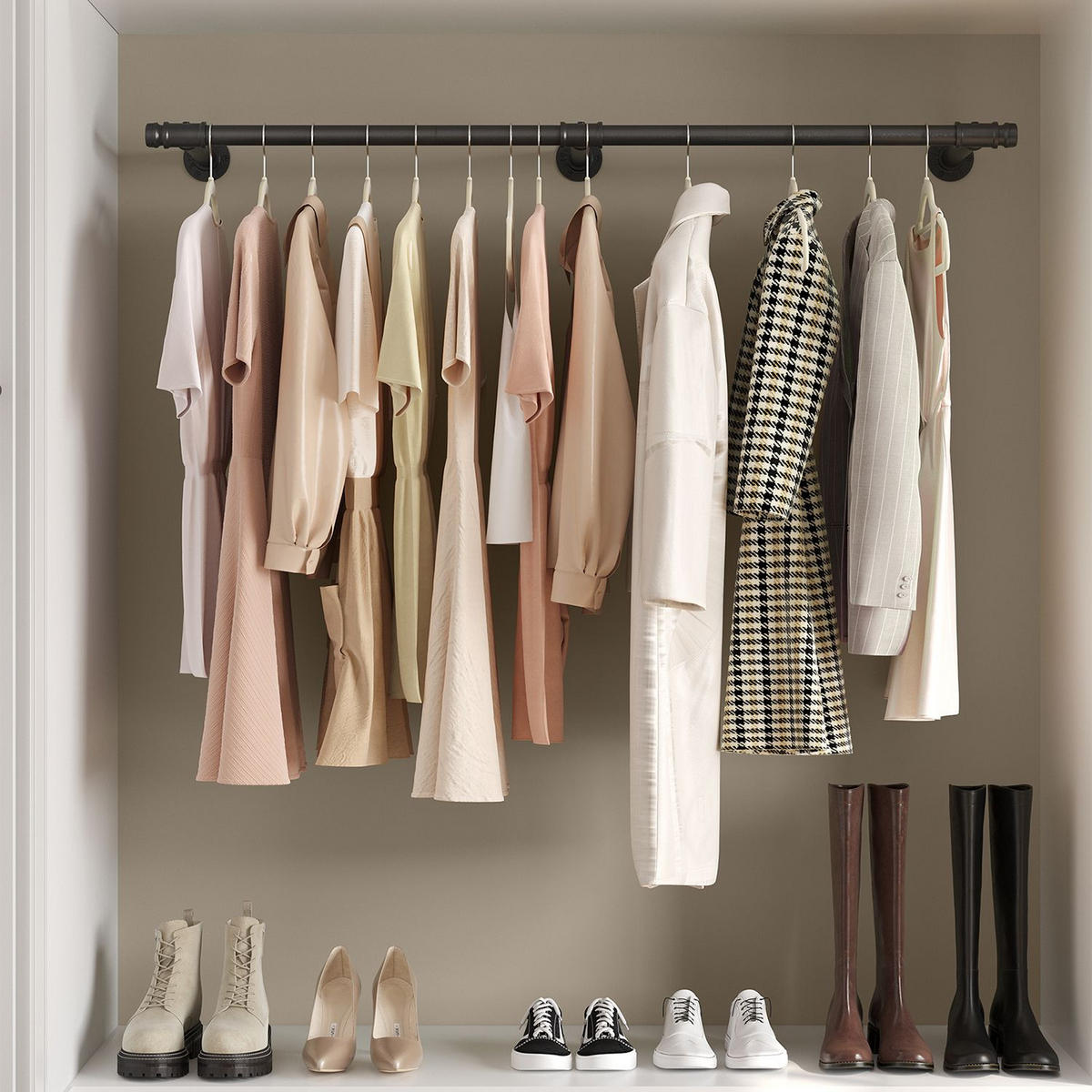 KLEIDERSTANGE KAMPALA - Schwarz, Metall (170/7/30.4cm) - Hansiro