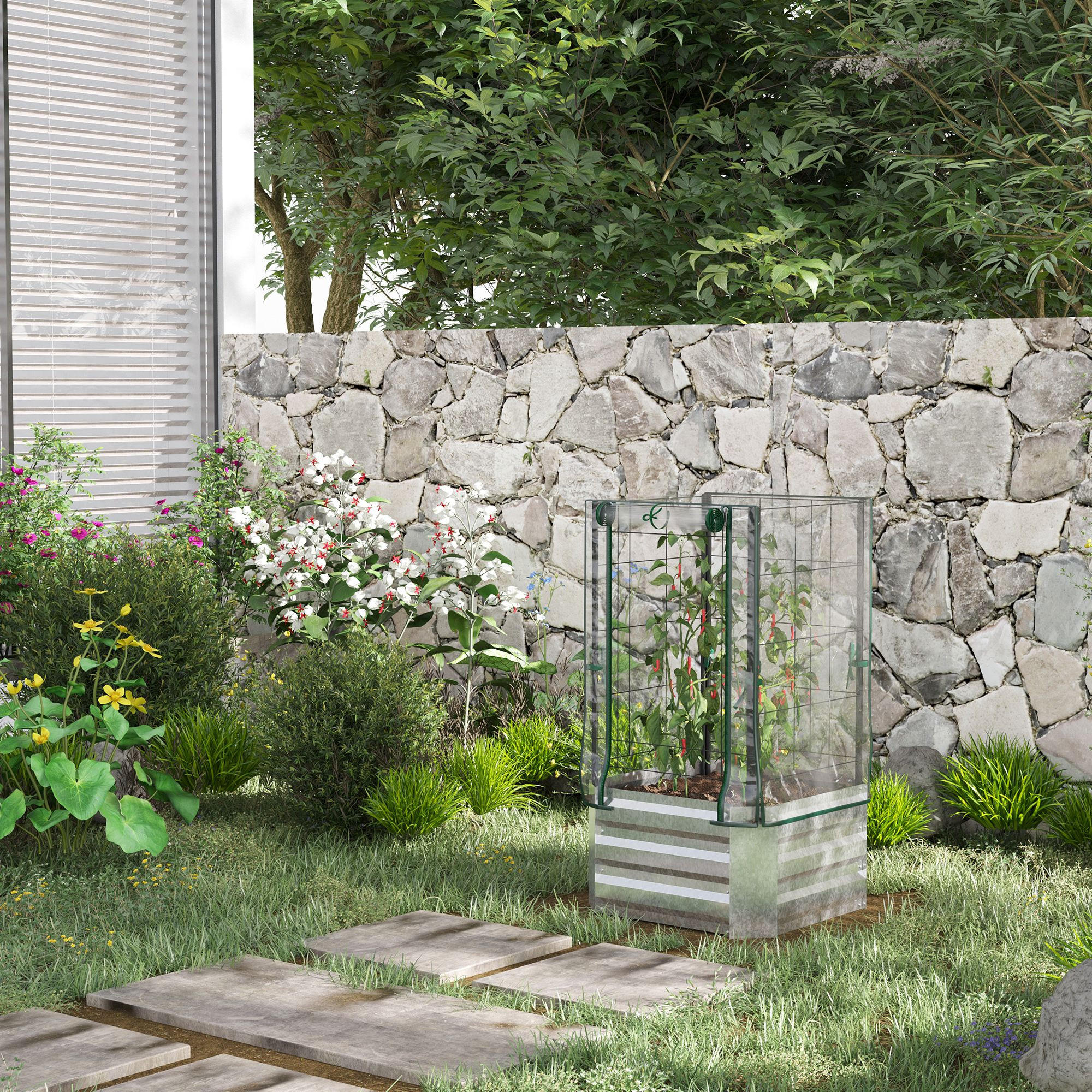 Thumbnail - Outsunny Hochbeet,, Silber, Metall, 53x90x53 cm, Gartenzubehör, Hochbeete