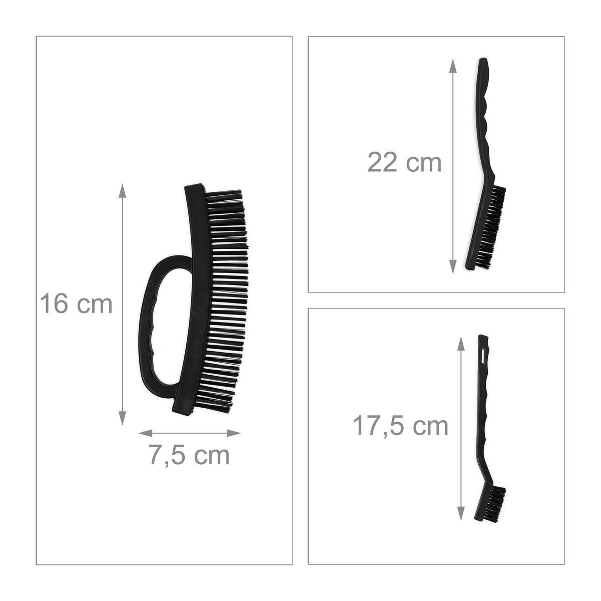7XDRAHTBÜRSTE - Schwarz, Textil/Metall (2/16/7.5cm) - Relaxdays