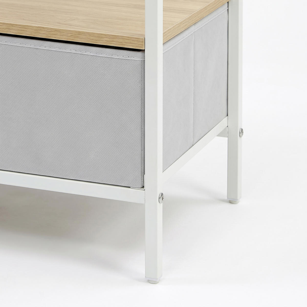TV-LOWBOARD Holzoptik-Weiß Stoffschubladen 120 cm - Multicolor, Holzwerkstoff/Textil (120/50/40cm) - Relaxdays