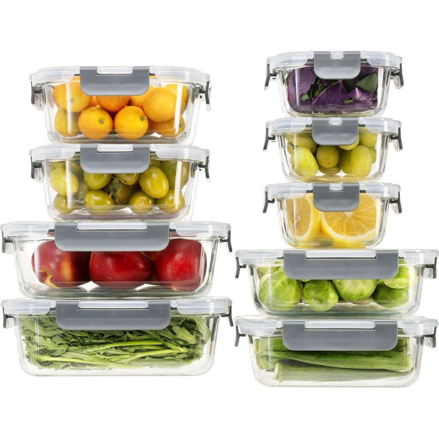 VORRATSDOSEN-SET 18-teilig Glas luftdicht BPA-frei - Multicolor, Glas (19.3/22.3/41cm)