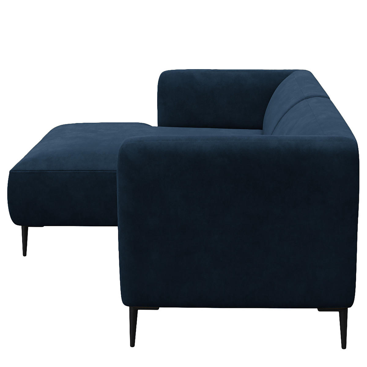 1,5-SITZER ECKSOFA mit Longchair - Schwarz/Dunkelblau, Textil/Metall (211/148cm) - home24