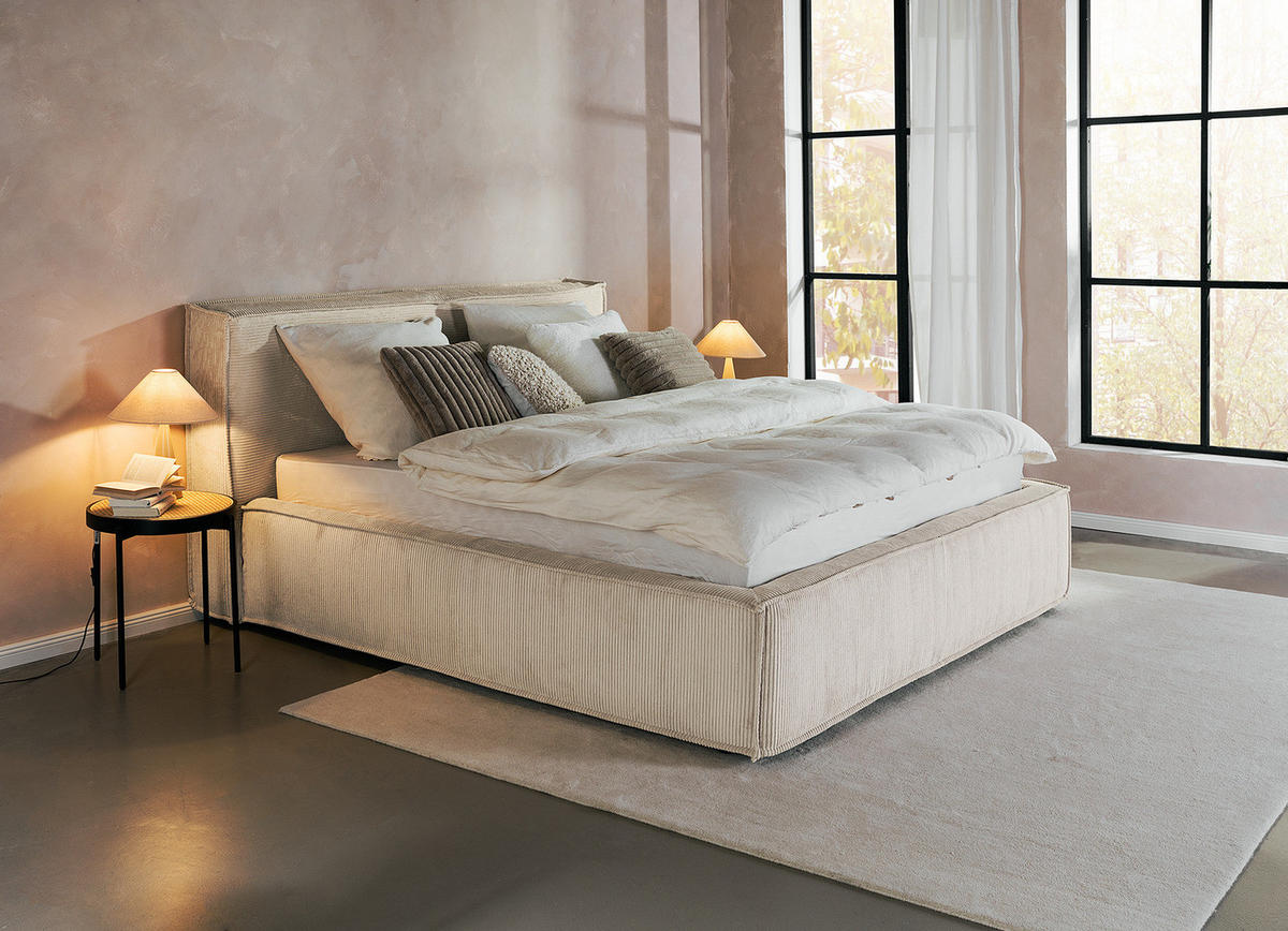 POLSTERBETT - Creme, Textil (180/200cm) - home24