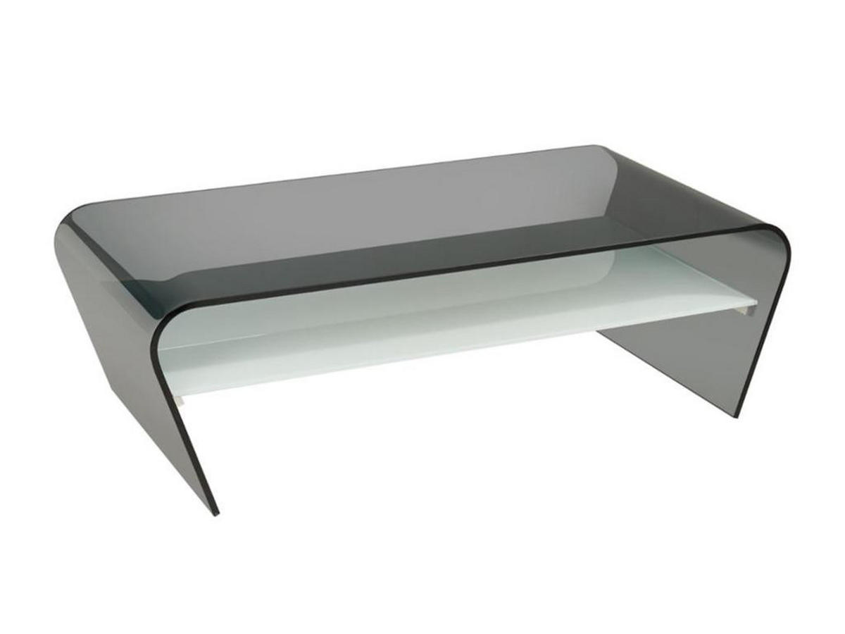 COUCHTISCH mit Ablage - Glas Design - Schwarz-Weiß - KELLY - Schwarz, Glas (120/60/37cm) - Vente-Unique