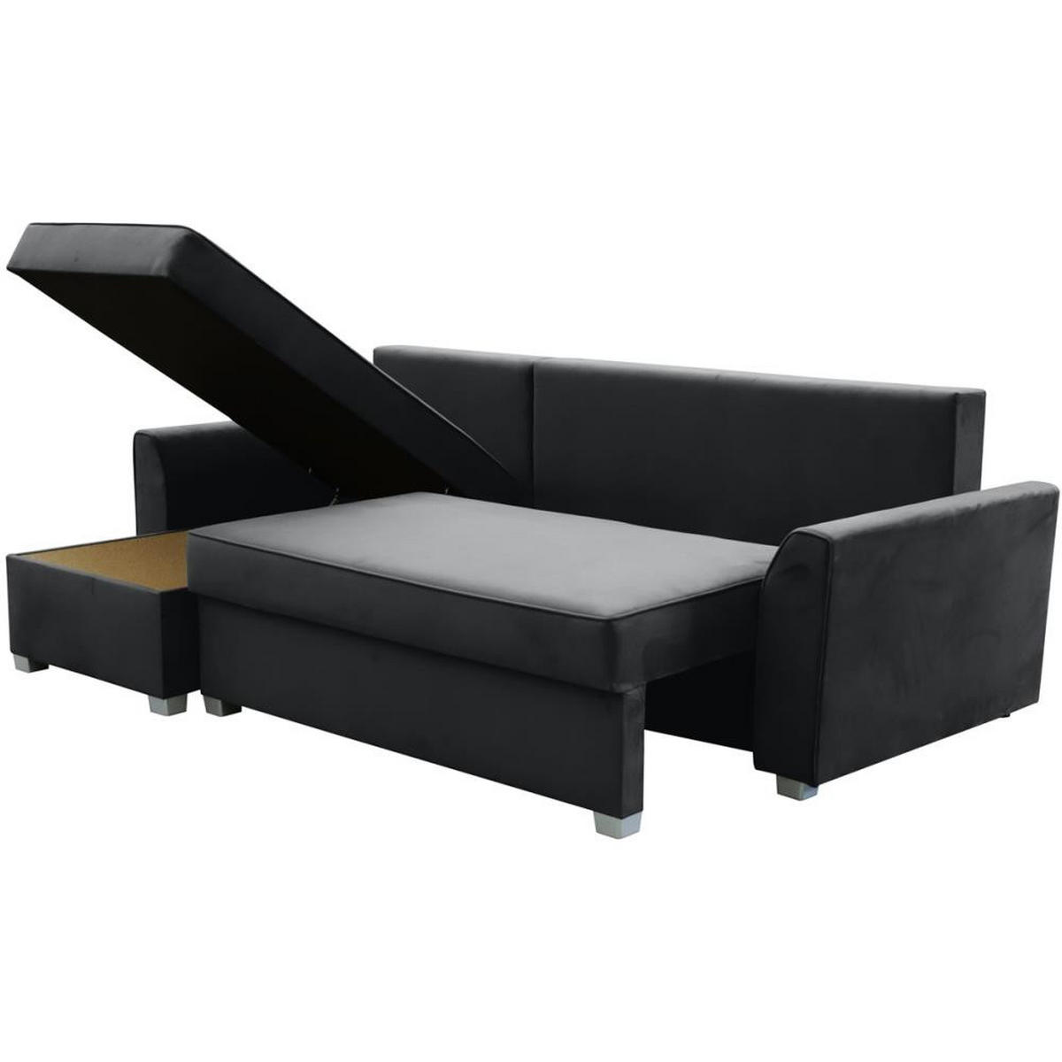 ECKSCHLAFSOFA Teramo dunkelgrau - Dunkelgrau/Schwarz, Kunststoff/Textil (235/150cm) - Beautysofa