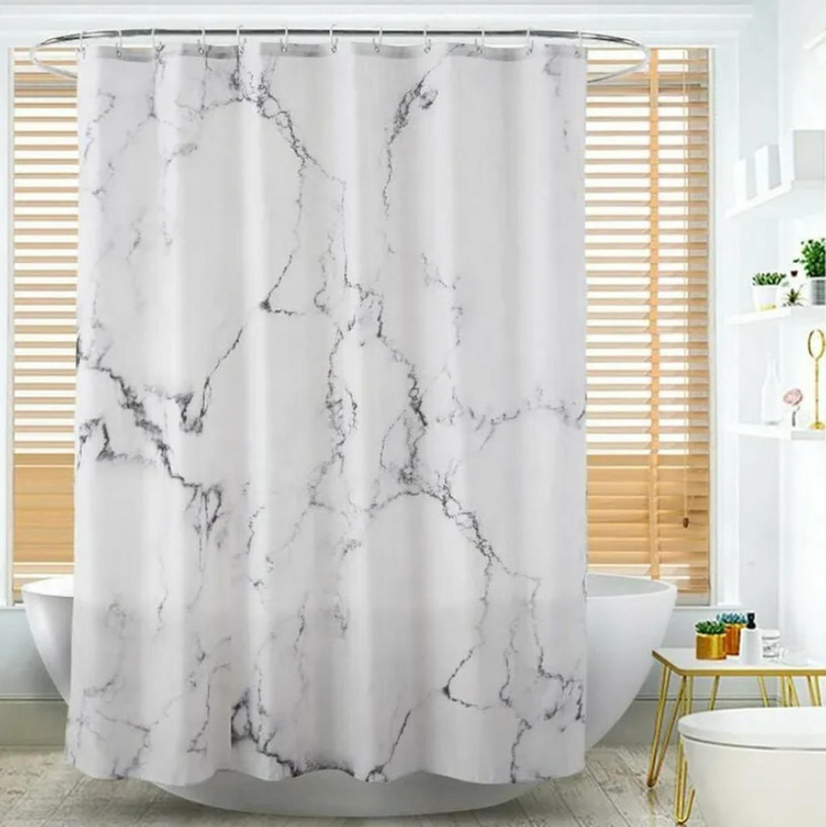 DUSCHVORHANG Polyester 180 x 200 cm Marmor Muster wasserdicht waschbar mit Saum - Grau, Textil (180/200cm) - MCBOSON