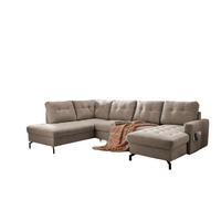 WOHNLANDSCHAFT mit Schlaffunktion und Bettkasten - Schwarz/Braun, Textil/Metall (305/92/200cm) - myHomelando