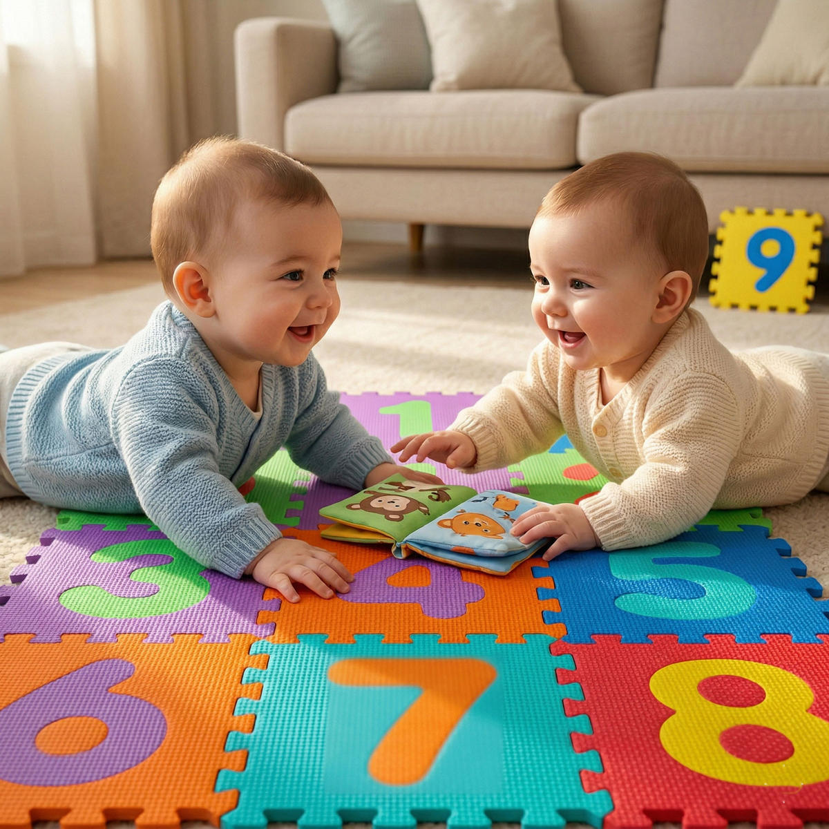 SPIELMATTE ab Null - 90 cm Baby Puzzlematte Zahlen - Multicolor, Kunststoff (30/30cm) - Littletom
