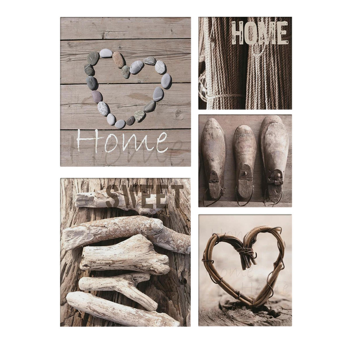 LEINWANDBILD Home Sweet Home - Grau - 60x80 cm - Grau, Holzwerkstoff/Textil (60/3cm) - Art for the Home