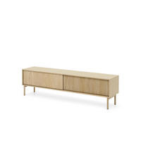 TV-LOWBOARD TAVO 187 cm Eiche Cremona - mit 2 Türen, Riffel-Fronten und Holzfüßen - Eichefarben, Holz/Holzwerkstoff (187/52/39cm) - Ravio