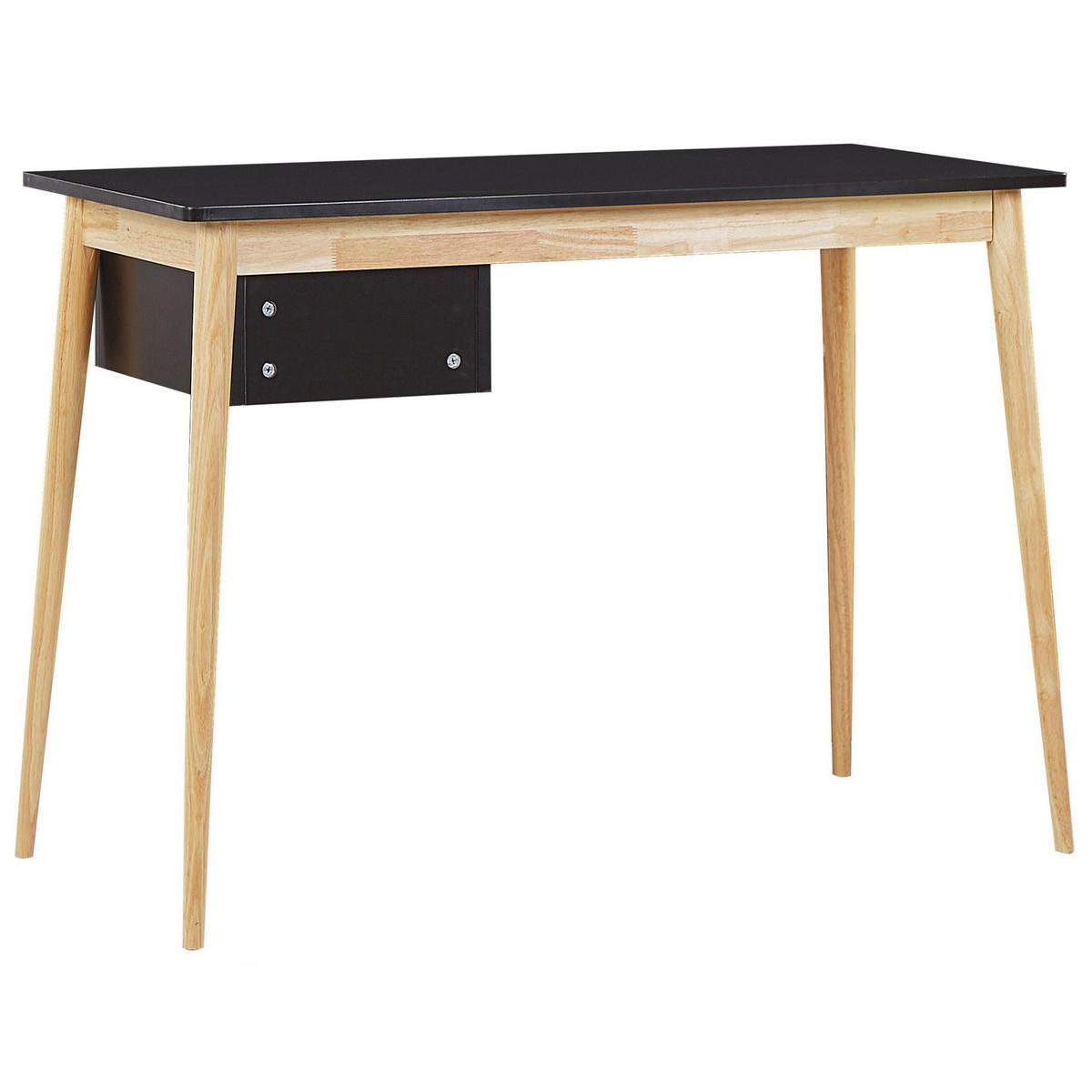SCHREIBTISCH schwarz/heller Holzfarbton 106/48/77 cm Ebeme - Schwarz, Holzwerkstoff (48/106/77cm) - Beliani