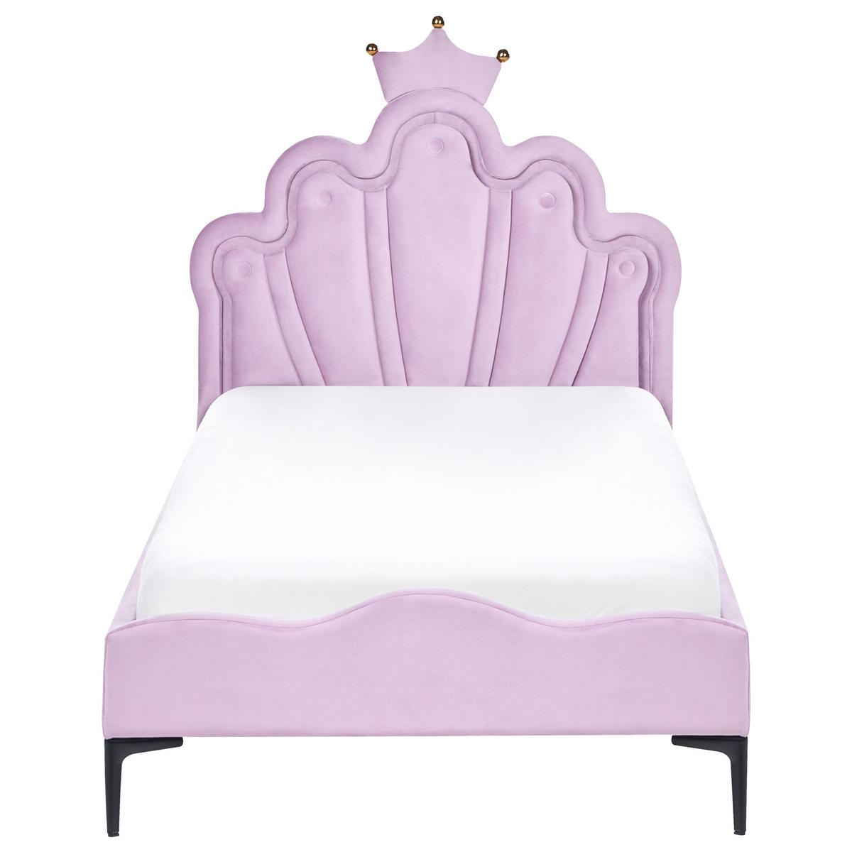 KINDERBETT Krone Samtstoff 90/200 cm mit LED-Beleuchtung Violett Rubian - Violett/Schwarz, Textil (90/200cm) - Beliani