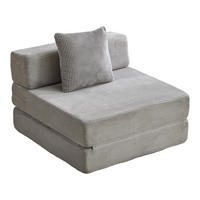 SCHLAFSOFA DE-33495 faltbar mit Rücken- und Armlehne Hellgrau - Hellgrau, Textil (92.5/60/92.5cm) - ComfortXL