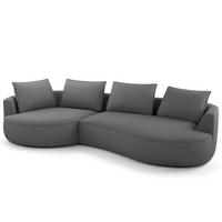 BIGSOFA - Schwarz/Grau, Kunststoff/Textil (322/82/154cm) - home24