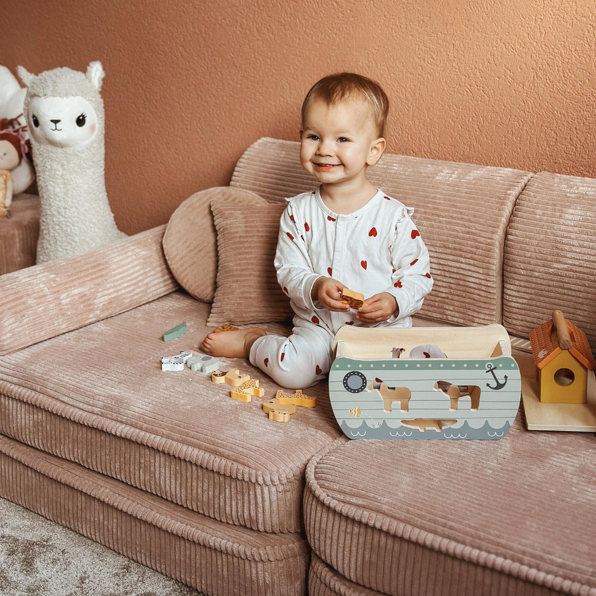 KINDERSOFA AESTHETIC 160 cm Cord Rosa 10 Stk - Rosa, Textil (80/12/160cm) - MeowBaby