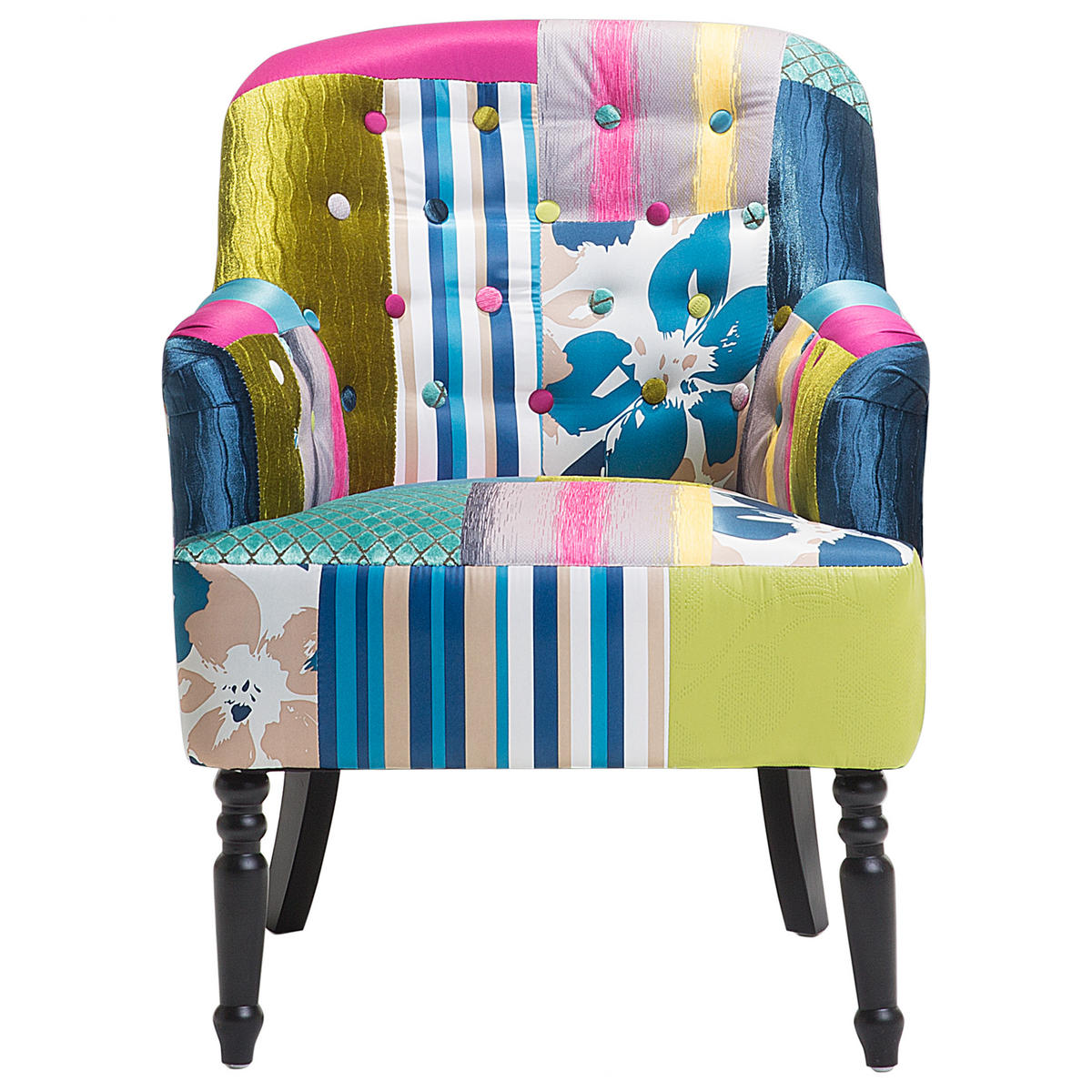 SESSEL Polsterbezug Bunt Mandal - Multicolor, Holz/Textil (59/86/57cm) - Beliani