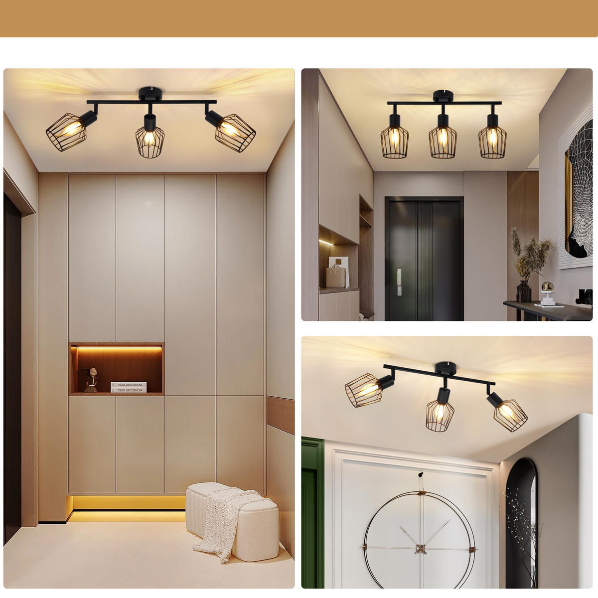 STRAHLER 3 Flammig 24*10*42.5 - Schwarz, Metall (42.5/24/10cm) - ZMH