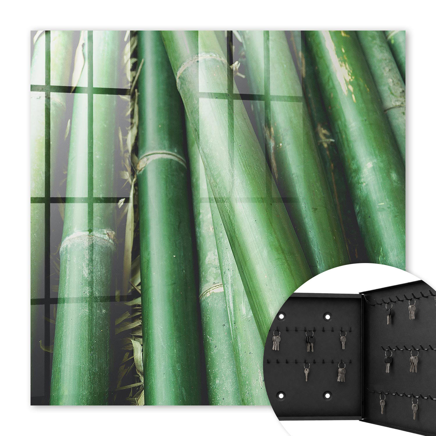 SCHLÜSSELBOX Schwarz 30x30 cm- Türöffnung nach rechts - Grüner Frieden - Grün, Metall (30/30/5cm) - TULUP