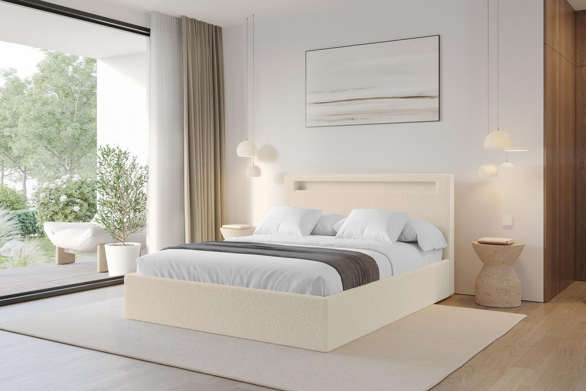 POLSTERBETT mit Bettkasten und Lattenrost, Boxbett ohne Matratze - GOLA 180x200 Dunkelbeige - Cappuccino, Holzwerkstoff/Textil (180/200cm) - ALTDECOR