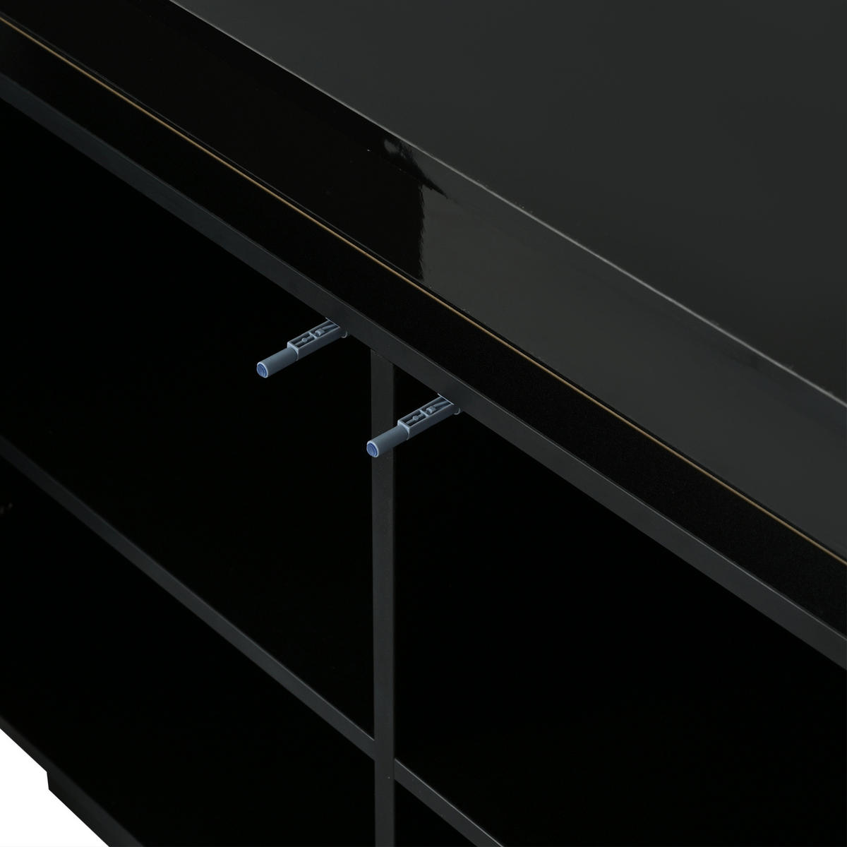 SIDEBOARD mit LED 140 x 35 x 72,5 cm Schwarz 2 Türen 3 Schubladen - Schwarz, Holzwerkstoff (140/72/38cm) - Meubliv
