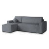 ECKSOFA RAVELO T Grau Kordstoff mit Schlaffunktion - Grau, Holz (240/140cm) - MASSENO