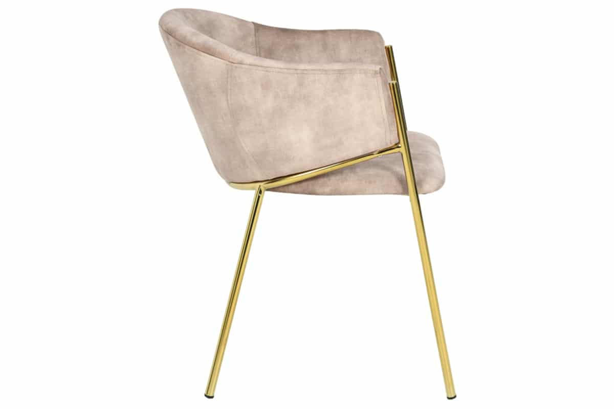 STUHL NOBLESSE Samt Beige 80 cm - Champagner/Beige, Textil/Metall (52/77/60cm) - riess-ambiente