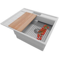 SPÜLBECKEN Sydney Pocket, 2-er set Grau 62/53 cm 1 Becken + Ablauf-Set + Küchenzubehörset ab 45er Unterschrank - Chromfarben/Beige, Kunststoff (62/20/53cm) - Primagran