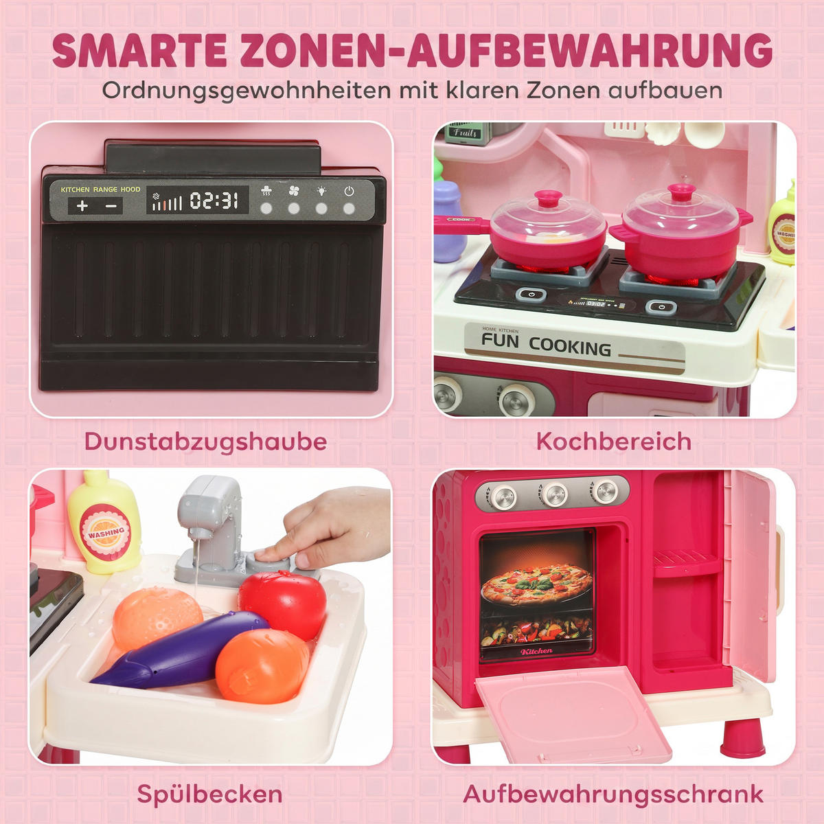 KINDERKÜCHE Kunststoff Rosa - Rosa, Kunststoff (25/67cm) - AIYAPLAY