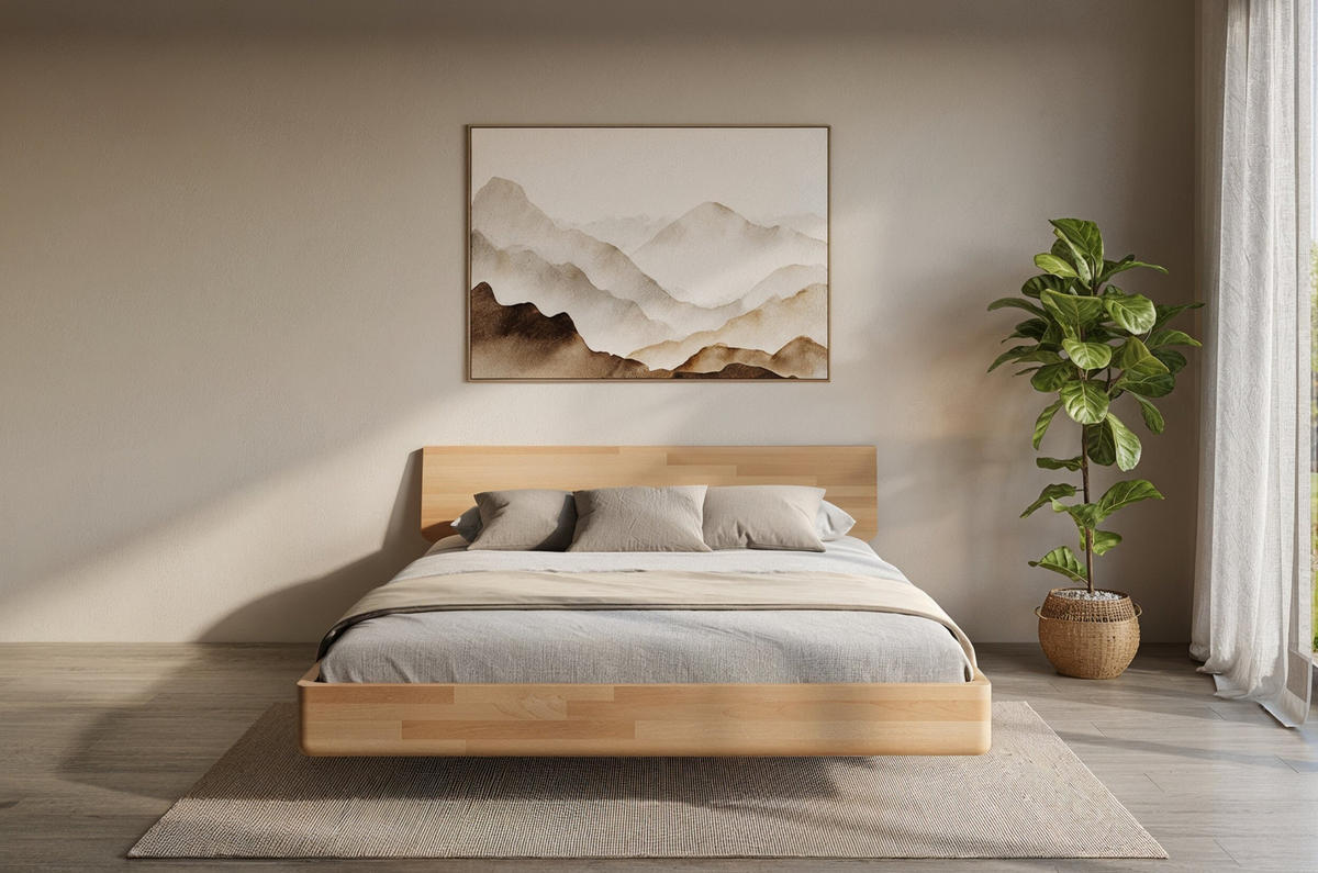 MASSIVHOLZBETT Lena, 200/200, Buche - lackiert, Naturfarben - Buchefarben, Holz/Buchenholz (200/200cm) - Visby