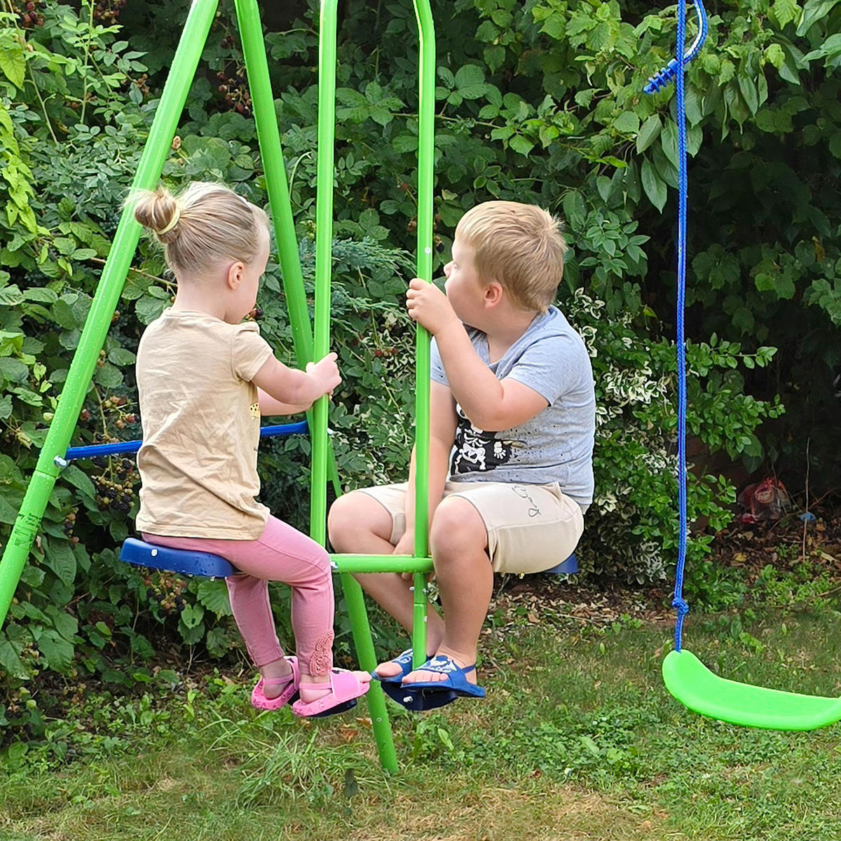 SCHAUKEL DE-17986 3-in-1 mit 2 Schaukeln Grün - Grün, Metall (140/280cm) - ComfortXL