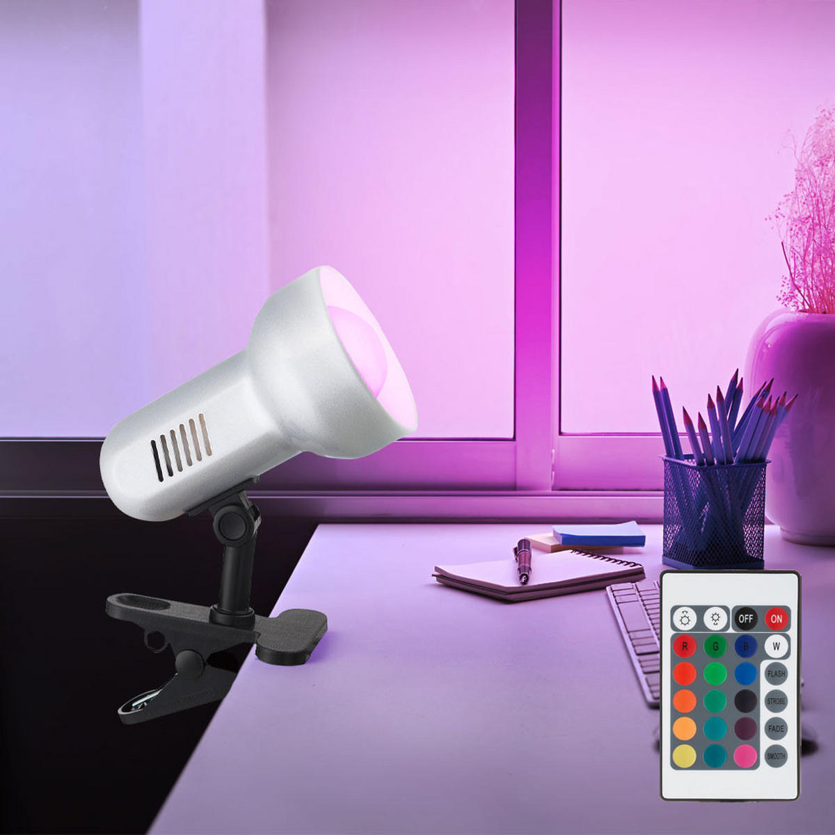 LED KLEMMLEUCHTE BASIC Silber Metall - Silberfarben, Metall (16/16/21cm)