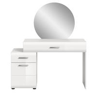 SCHMINKTISCH weiß Hochglanz 120 cm, Kosmetiktisch mit Spiegel - Weiß Hochglanz/Silberfarben, Glas/Holzwerkstoff (120/138/47cm) - Inn.Furn