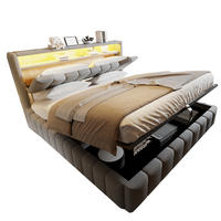 POLSTERBETT 180x200 cm in Grau mit Bettkasten, LED und USB-/USB-C-Anschlüssen - Grau, Textil (180/200cm) - IVMEU
