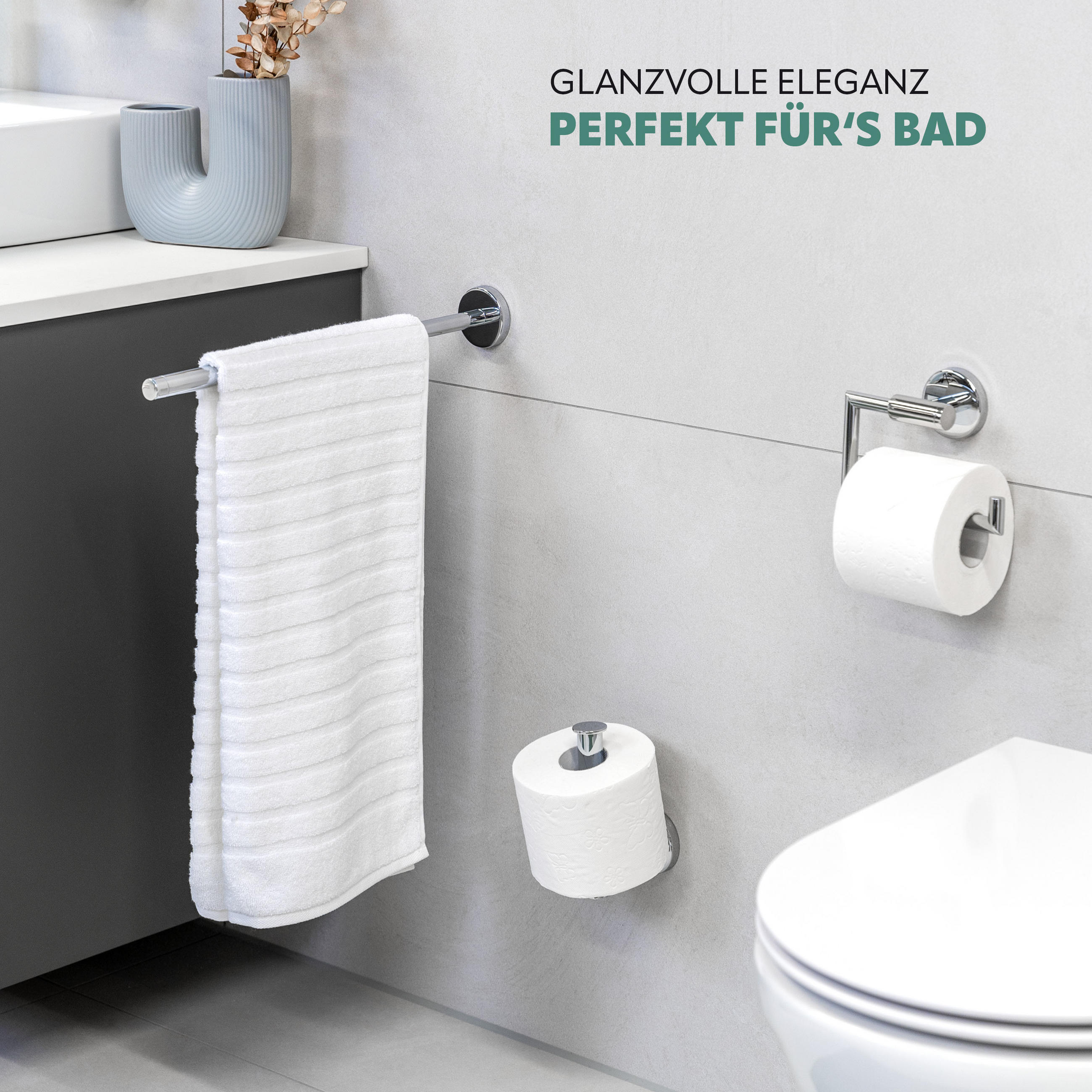 TOILETTENPAPIERHALTER LUCENTE (2er Set), Edelstahl - Chromfarben, Metall (15.5/11/6cm) - bremermann