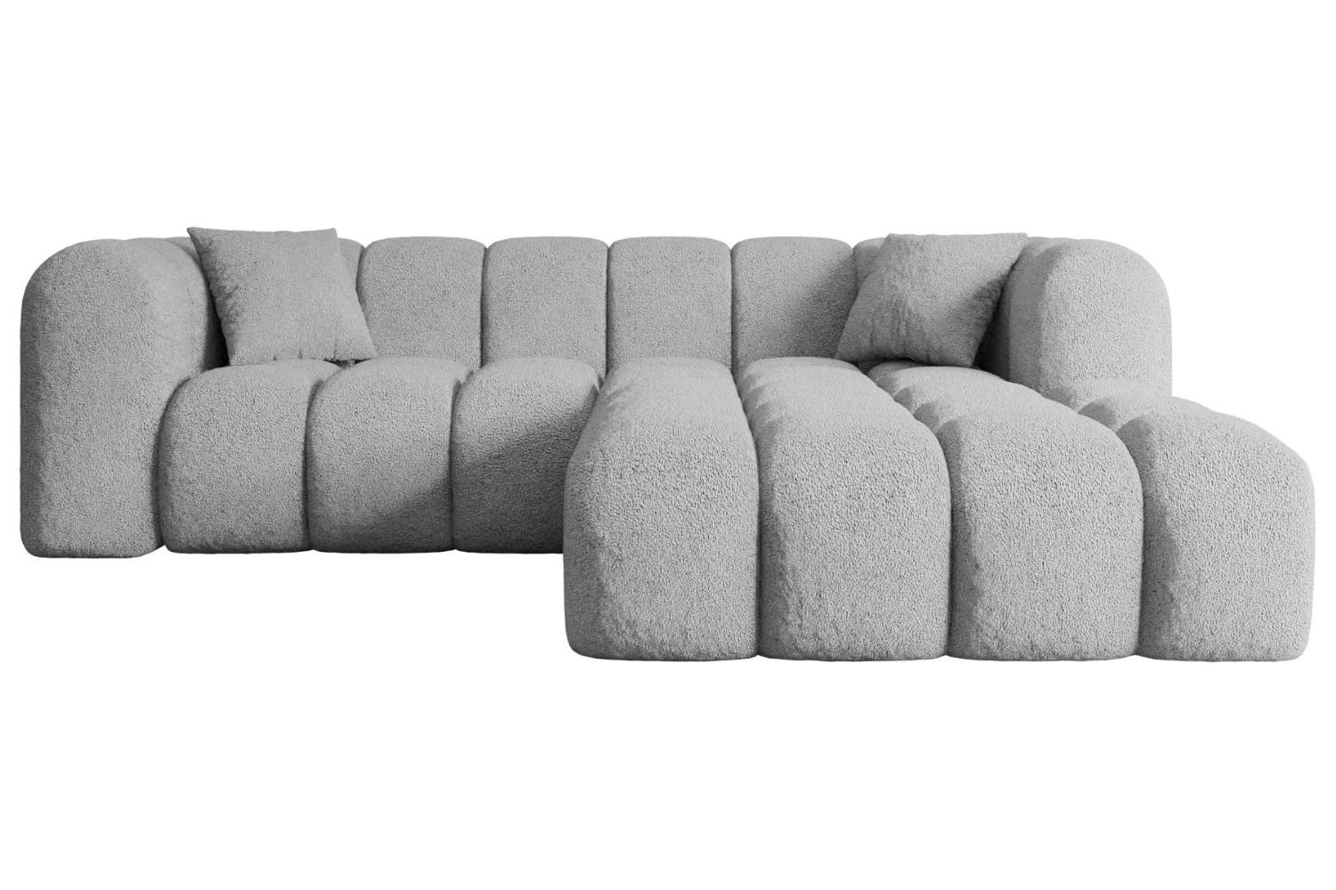 ECKSOFA Ottomane Rechts OLEA-L1 - 231x173x74 cm Hellgrau Bouclé - Hellgrau/Schwarz, Holzwerkstoff/Kunststoff (231/173cm) - ALTDECOR