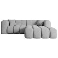 ECKSOFA Ottomane Rechts OLEA-L1 - 231x173x74 cm Hellgrau Bouclé - Hellgrau/Schwarz, Holzwerkstoff/Kunststoff (231/173cm) - ALTDECOR