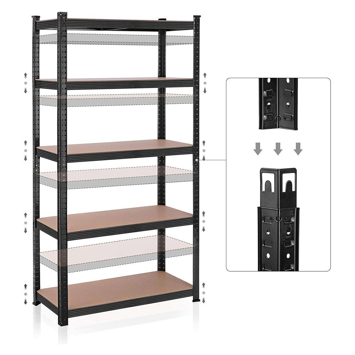 STANDREGAL 2ER-SET - Schwarz, Metall (90/180/40cm) - Hansiro