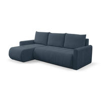 ECKSOFA Primo mit Schlaffunktion und Bettkasten in Cordstoff - Schwarz/Dunkelblau, Holz/Holzwerkstoff (230/149cm) - Ravio