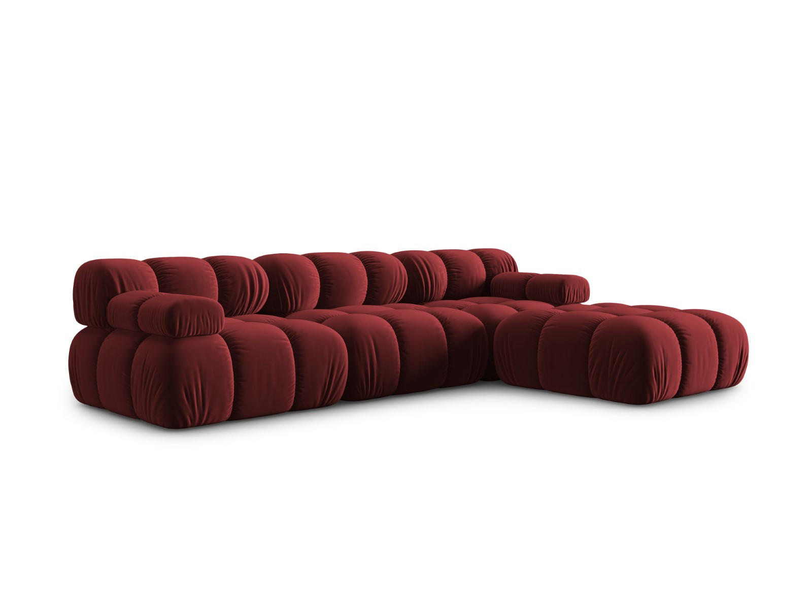 MODULARES-SOFA Bellis aus Samt dunkelrot 4 Sitzplätze - Dunkelrot, Textil (188/63/282cm) - Micadoni