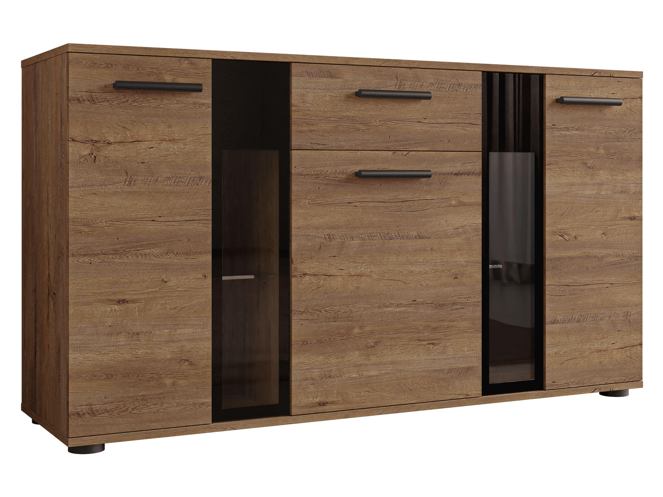 KOMMODE Salsa - Eichefarben/Schwarz, Holzwerkstoff (141/80/41cm) - MIRJAN24