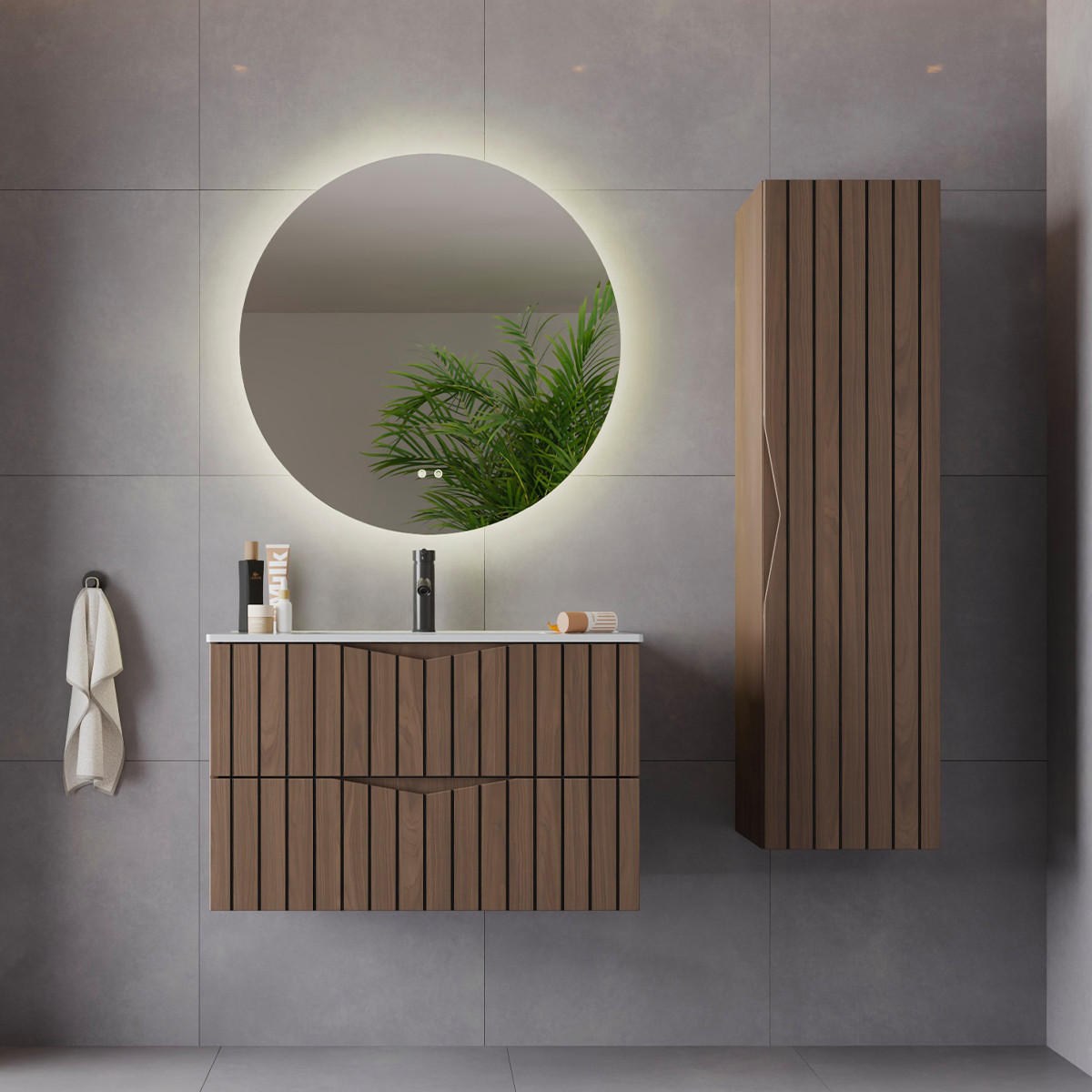 ZÁVĚSNÝ SLOUPEK Siena Dřevo a černá - černá, kompozitní dřevo (34.5/130/31.8cm) - Petits-meubles