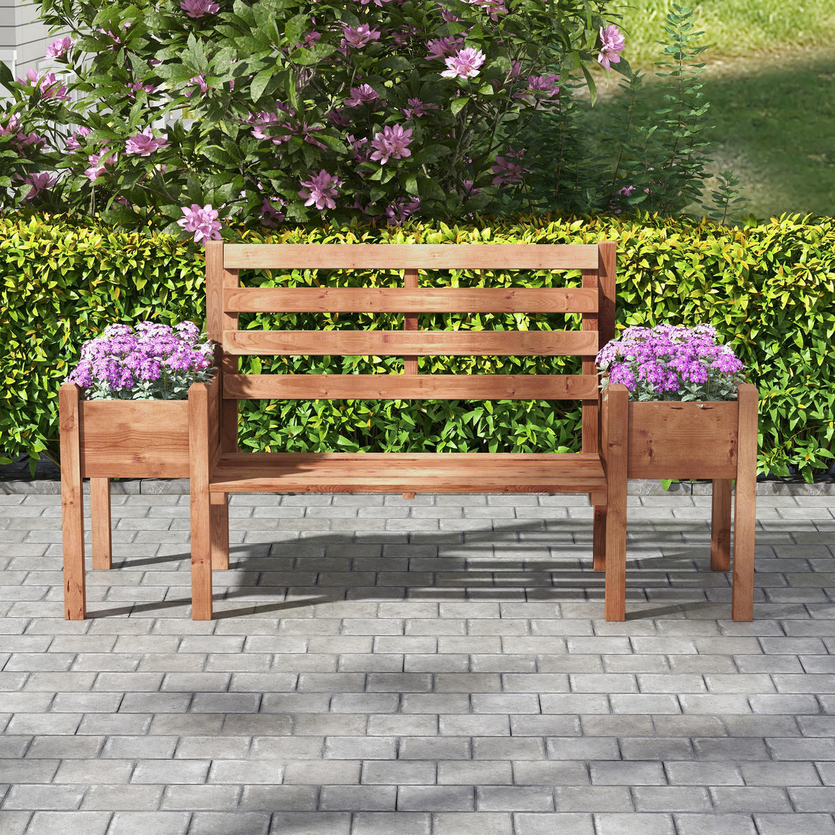 GARTENBANK, 2-Sitzer, Holzbank, mit Blumenkasten, für Garten, Terrasse, Dunkelbraun - Braun, Holz (59/95/184cm) - Outsunny