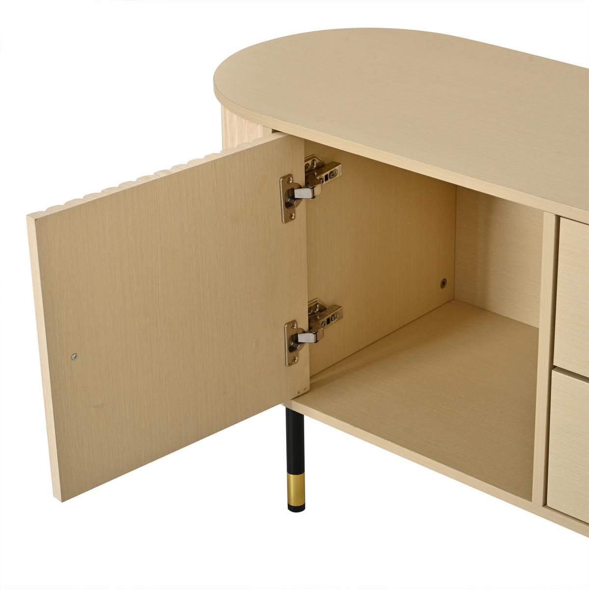 LOWBOARD DE-40464 2 Schiebetüren mit Streifen-Design Holzfarbe - Naturfarben, Holzwerkstoff (180/58/40cm) - ComfortXL