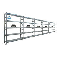 FACHBODENREGAL Proximo Stecksystem 200x750x32cm 5 Ebenen Fachlast 130 kg Beidseitig nutzbar Verzinkt - Silberfarben, Metall (750/200/32cm) - PROREGAL