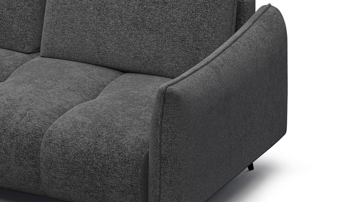 ECKSOFA AERA 5-Sitzer links, dunkelgrau - Dunkelgrau/Schwarz, Holz/Textil (268/206cm) - Courtois Laville