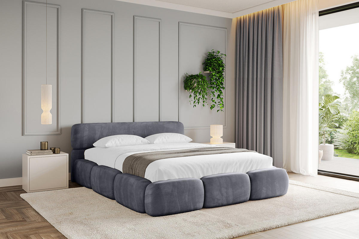 POLSTERBETT mit Bettkasten und Lattenrost, Boxbett ohne Matratze - ELVA-v1 200x200 Dunkelgrau - Dunkelgrau, Holzwerkstoff/Textil (200/200cm) - ALTDECOR