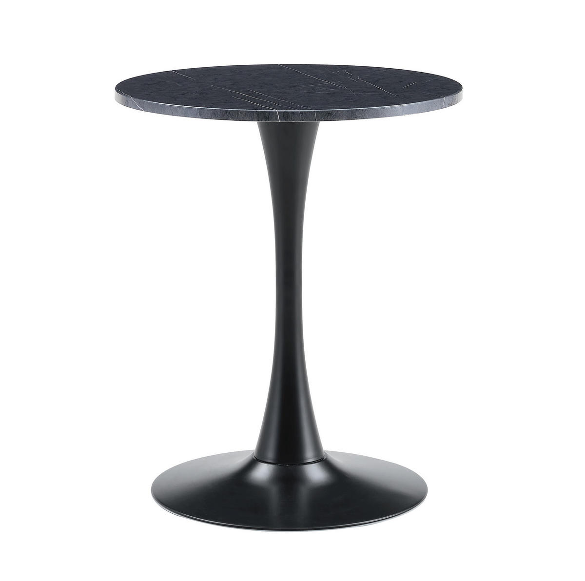 BEISTELLTISCH rund 60/72 cm in Schwarz mit Marmor-Optik - Schwarz, Holzwerkstoff (60/60/72cm) - BEAOK